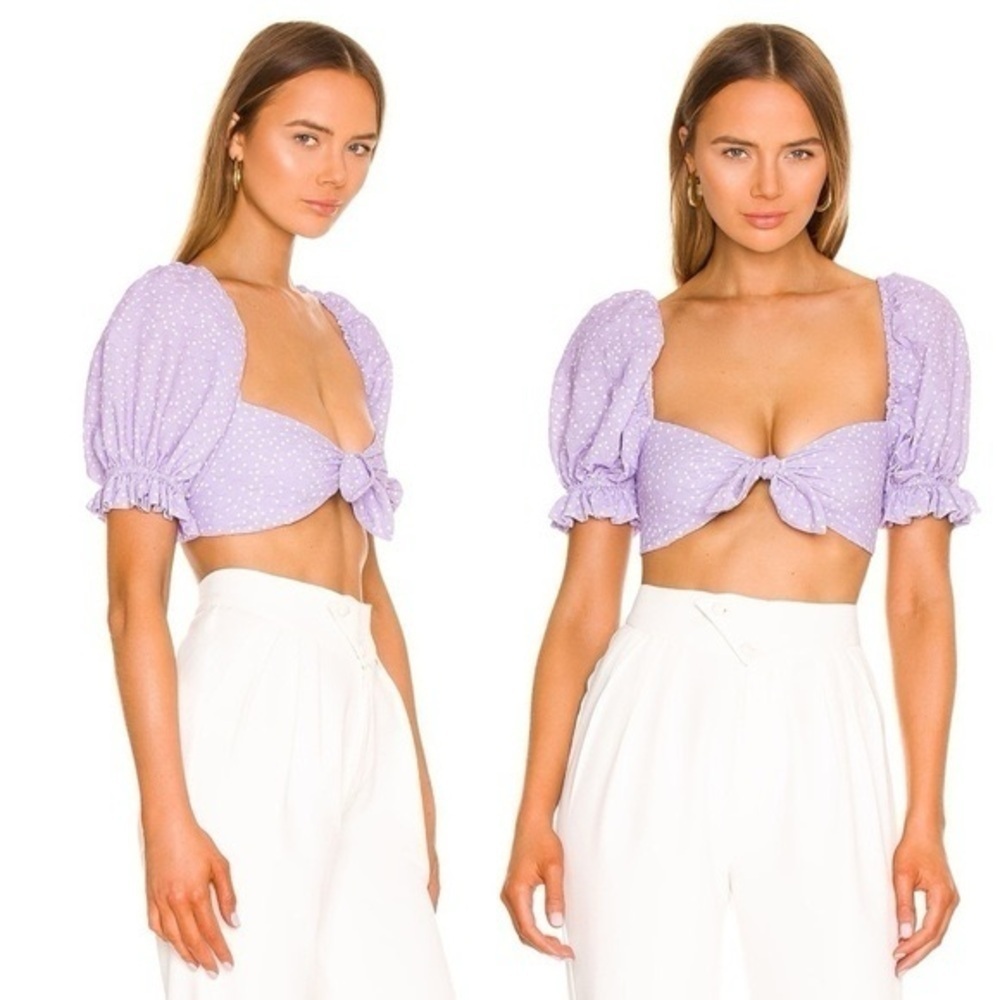 NWT For Love & Lemons - Purple Chelsea Crop Top Sz SMALL - Picture 4 of 10